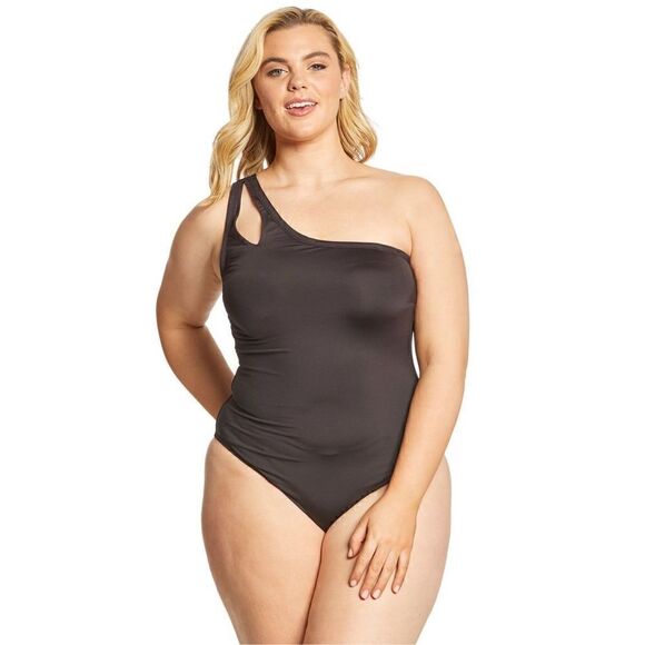 Kenneth Cole Reaction Plus Size 2X One Shoulder One Piece Swimsuit - Picture 2 of 7